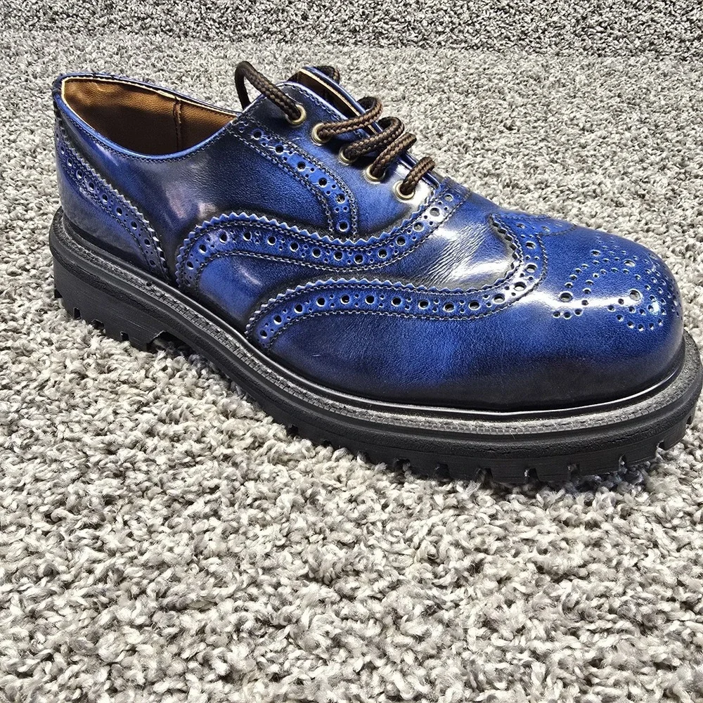 Gladiator England wingtip brogue shoes Uk‎ 7/US 7.5M-9W 90s Grunge Navy Blue